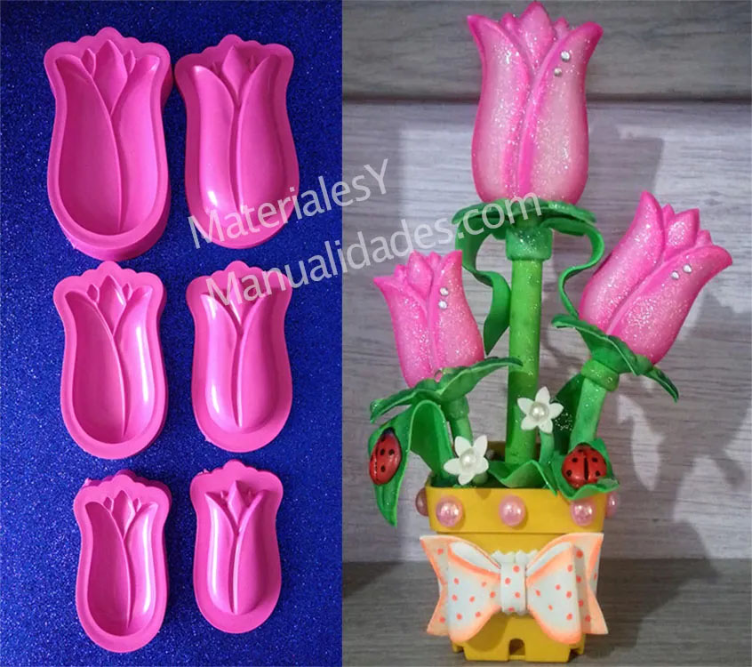 Molde para goma eva flores tulipán flores en foami fomy