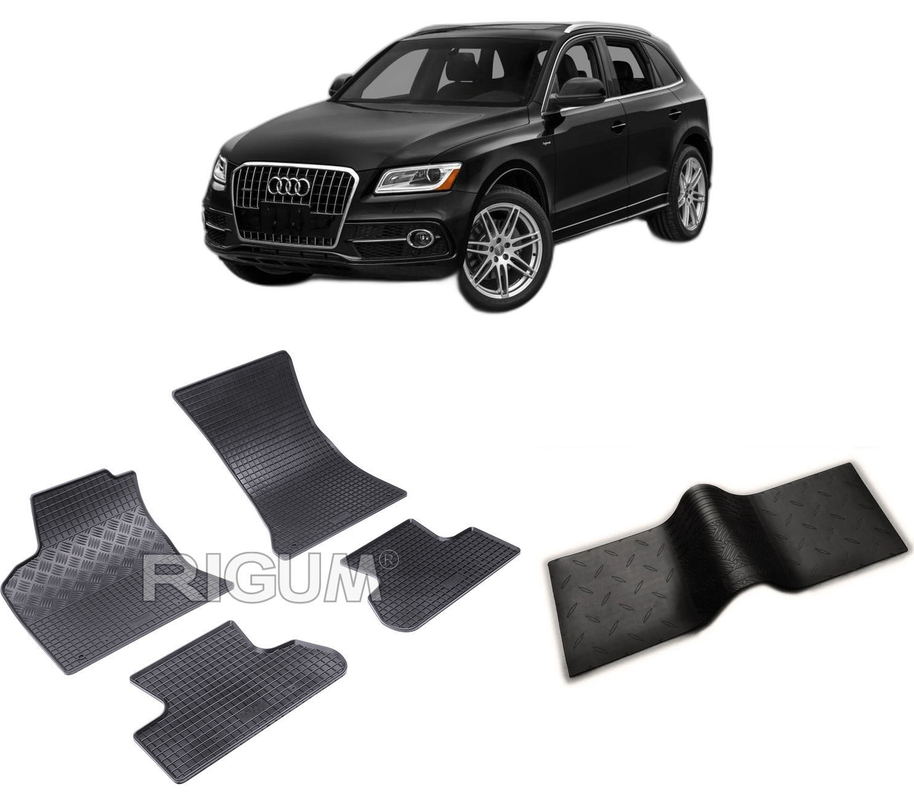 Set covorase auto AUDI Q5 8R din 11.2008-12.2016, cu covoras tunel median, CAROSERIE SUV, Presuri cauciuc 100%, compatibil cu autoturismul AUDI Q5 8R, Rigum