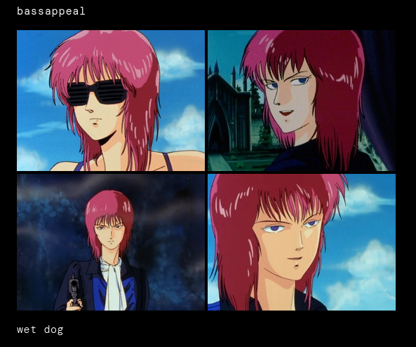 screenshot of tumblr post by bassappeal, compiling screenshots of Haman's soggy hair look from ZZ with the caption "wet dog"