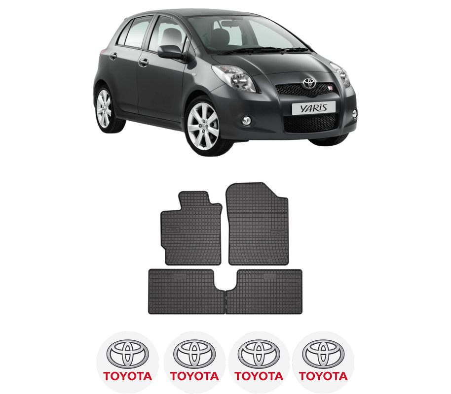 Set covorase presuri TOYOTA YARIS (_P9_) din 2005-2014, auto, din cauciuc thermoplastic, 4 Stickere auto cu TOYOTA