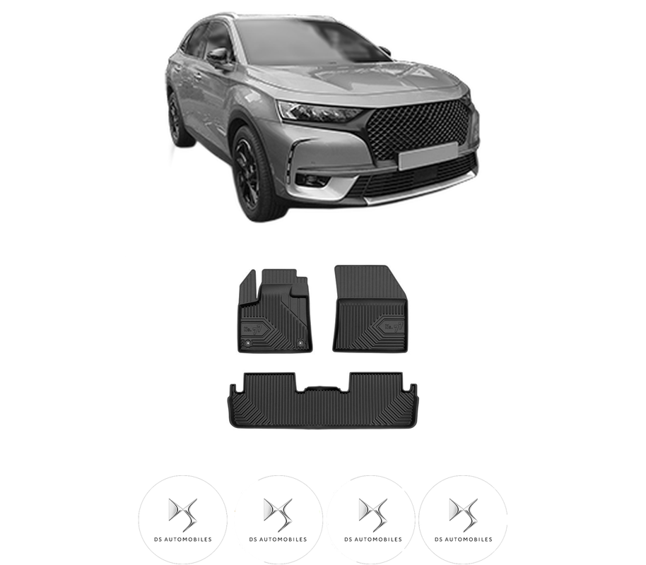 Set covorase presuri DS DS 7 Crossback (J4_, JR_, JC_) din 2017-2022, auto, din cauciuc thermoplastic, 4 Stickere auto cu DS