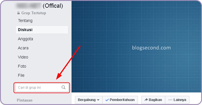 Melihat kolom pencarian Facebook