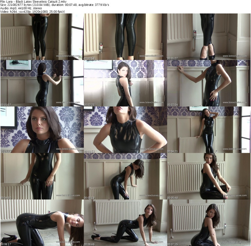Lara - Black Latex Sleeveless Catsuit 2_s
