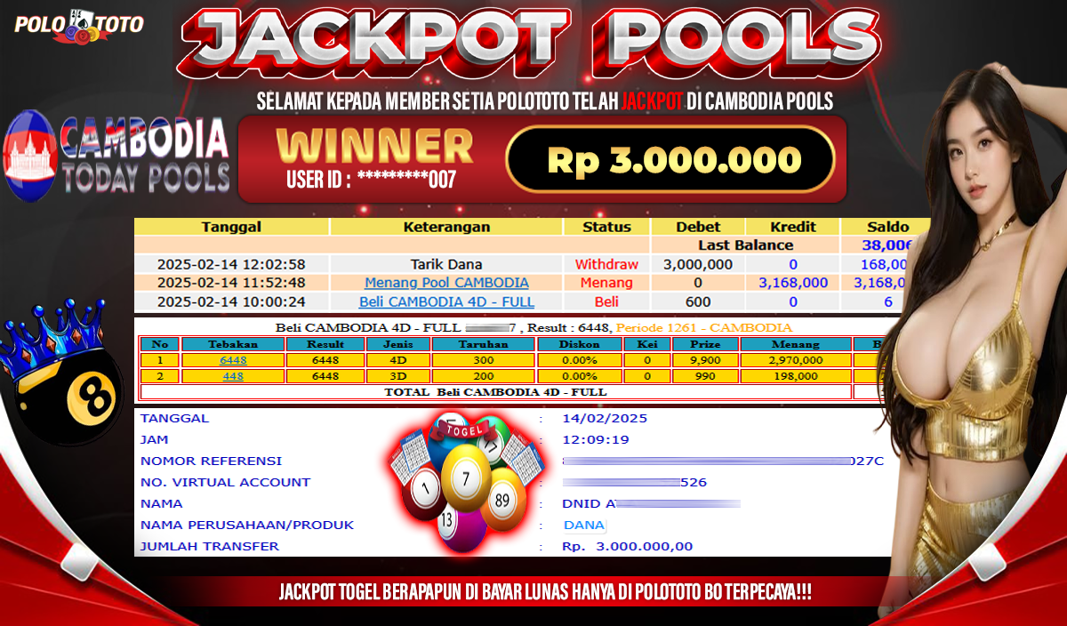 POLOTOTO JACKPOT TOGEL CAMBODIA POOLS Rp.3.000.000,-