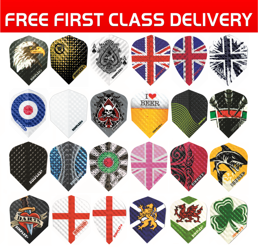 1,3,5 sets of 3 Harrows Dimplex Transparent Blue Dart Flights 4000 Standard 1,3,5 sets of 3 Harrows Dimplex Transparent Blue Dart Flights 4000 Standard