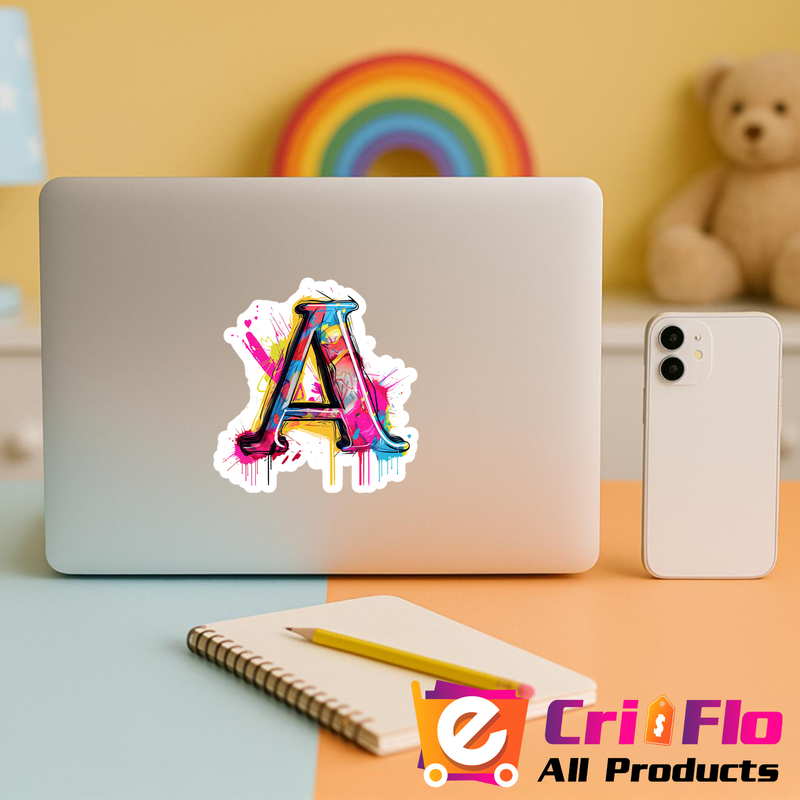 Stickere Decorative Alfabet Litera A cu graffiti, Autoadeziv, Cri-Flo, dimensiune 20 cm
