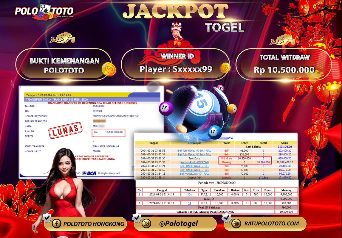 POLOTOTO BUKTI JACKPOT TOGEL HONGKONG Rp.10.500.000