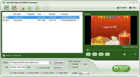 iPixSoft Video to HTML5 Converter 3.8.0