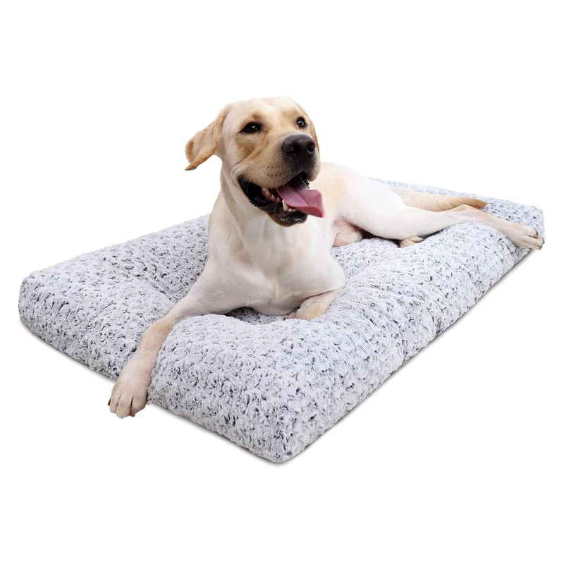 KSIIA Washable Dog Bed Medium Size Dog Crate Bed Plush Pet Mat 35x23 Gray