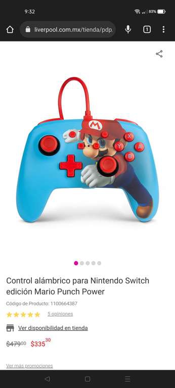 Liverpool - PowerA Control Nintendo Switch Mario Punch Power 
