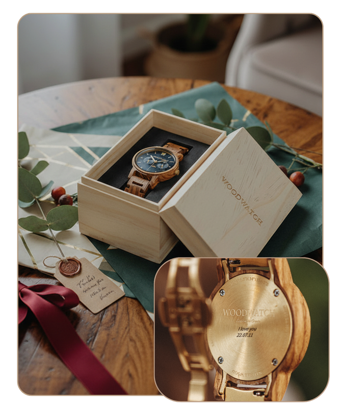 Regalo sostenibile e orologi in legno WoodWatch per uomini e donne