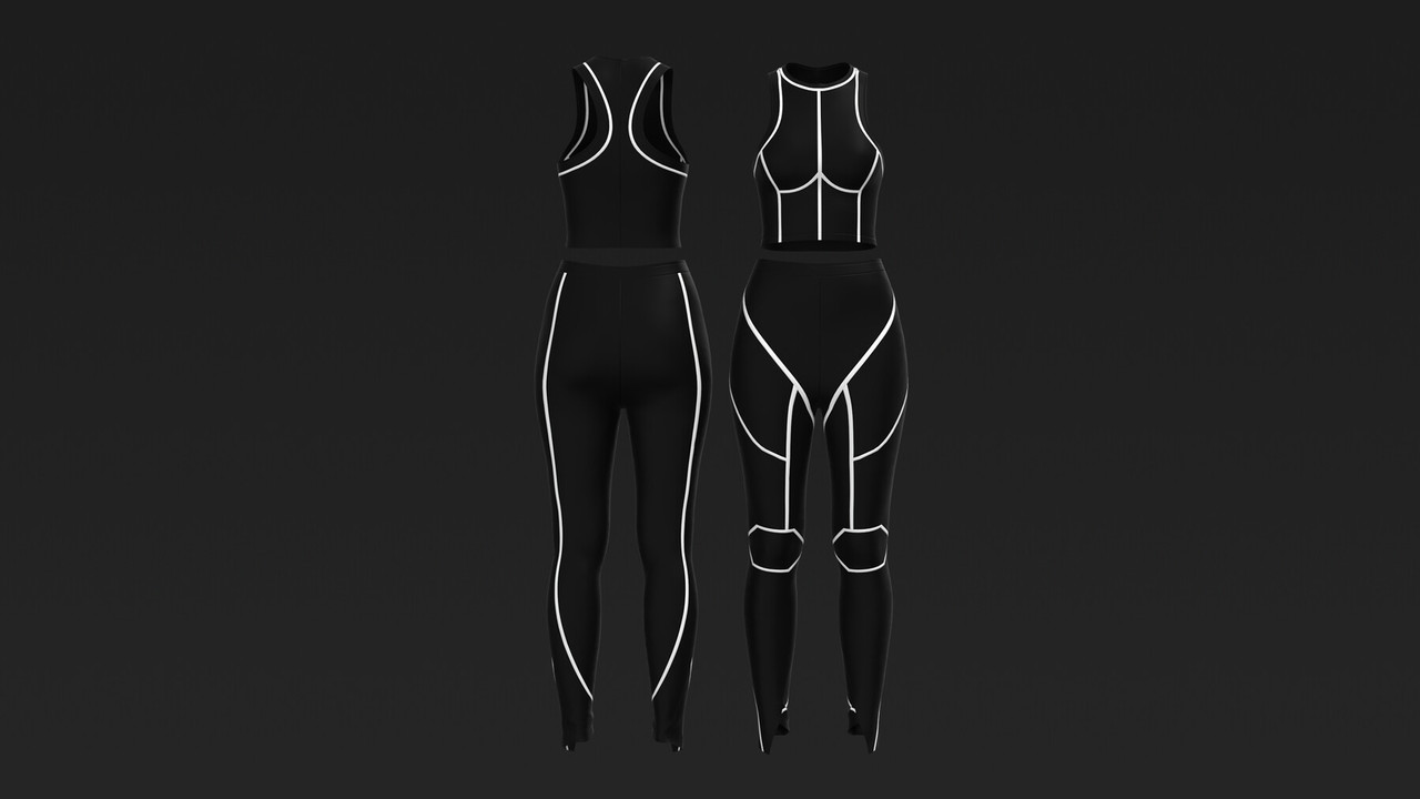 models of women's outfit sport  Marvelous & Clo3d  OBJ  FBX outfit 6