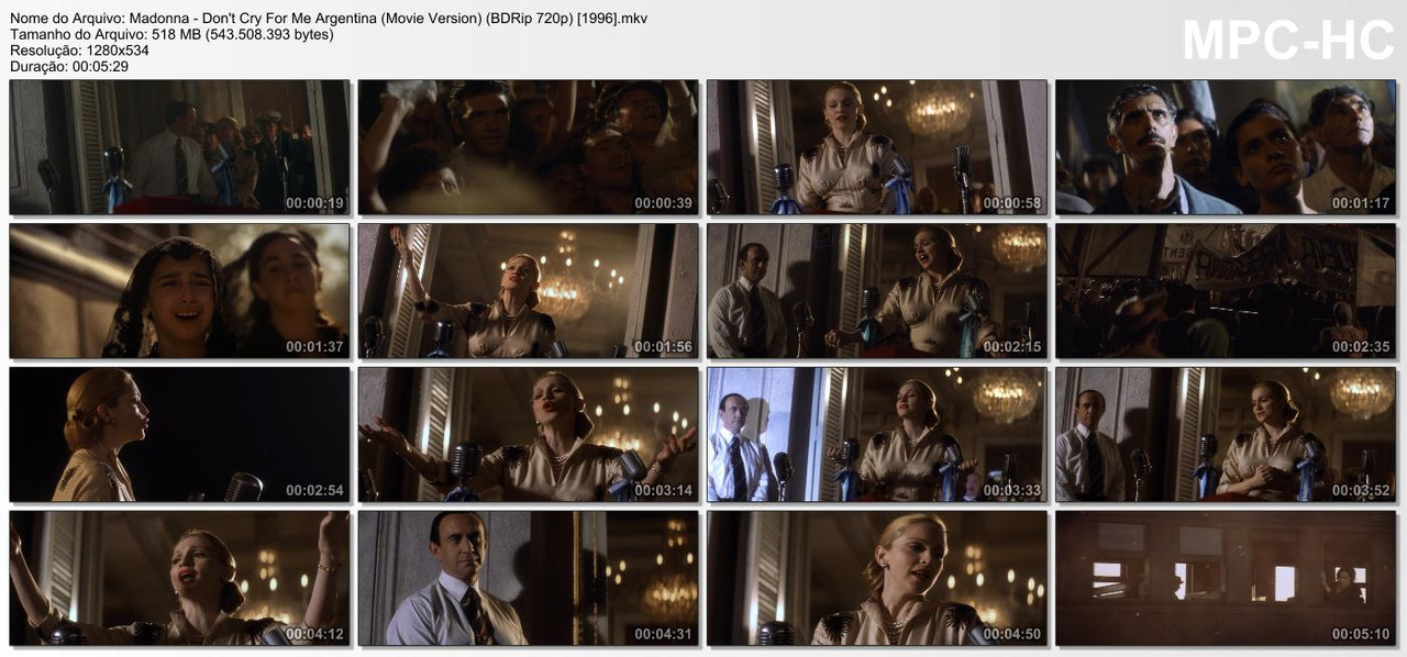Madonna - Don't Cry For Me Argentina (Movie Version) (BDRip 720p) [1996]