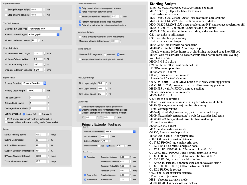 Simplify3D settings and script