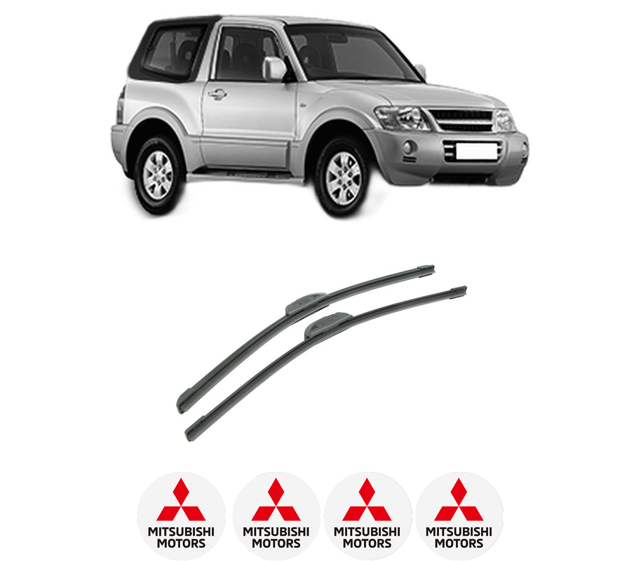 Set stergatoare auto MITSUBISHI PAJERO III Canvas Top (V6_W, V7_W) din 2000-2006, pentru parbriz auto, 2 bucati, Bosch Aerotwin Retrofit, din cauciuc siliconat rezistent, 4 Stickere Auto MITSUBISHI