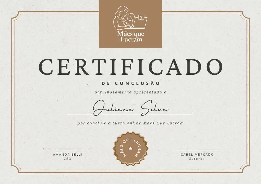 Certificado de Conclusão Mães que Lucram