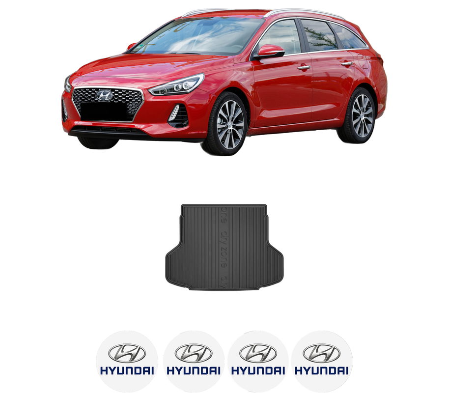 Tavita Portbagaj HYUNDAI i30 Estate (PDE) din 2017-2020, Protectie Portbagaj Auto, 4x Stickere auto cu HYUNDAI