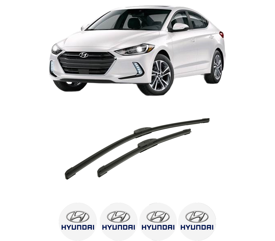Set stergatoare auto HYUNDAI ELANTRA VI Saloon (AD, ADA) din 2015-2020, pentru parbriz auto, 2 bucati, Bosch Aerotwin Retrofit, din cauciuc siliconat rezistent, 4 Stickere Auto HYUNDAI