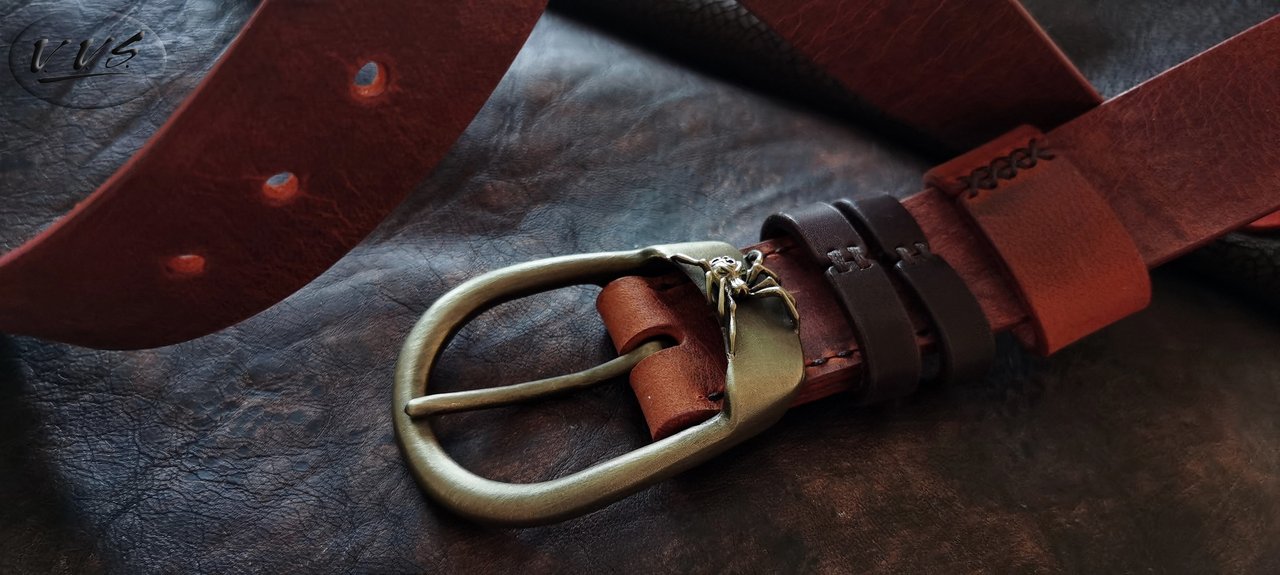 пряжка паук ремень рыжий2