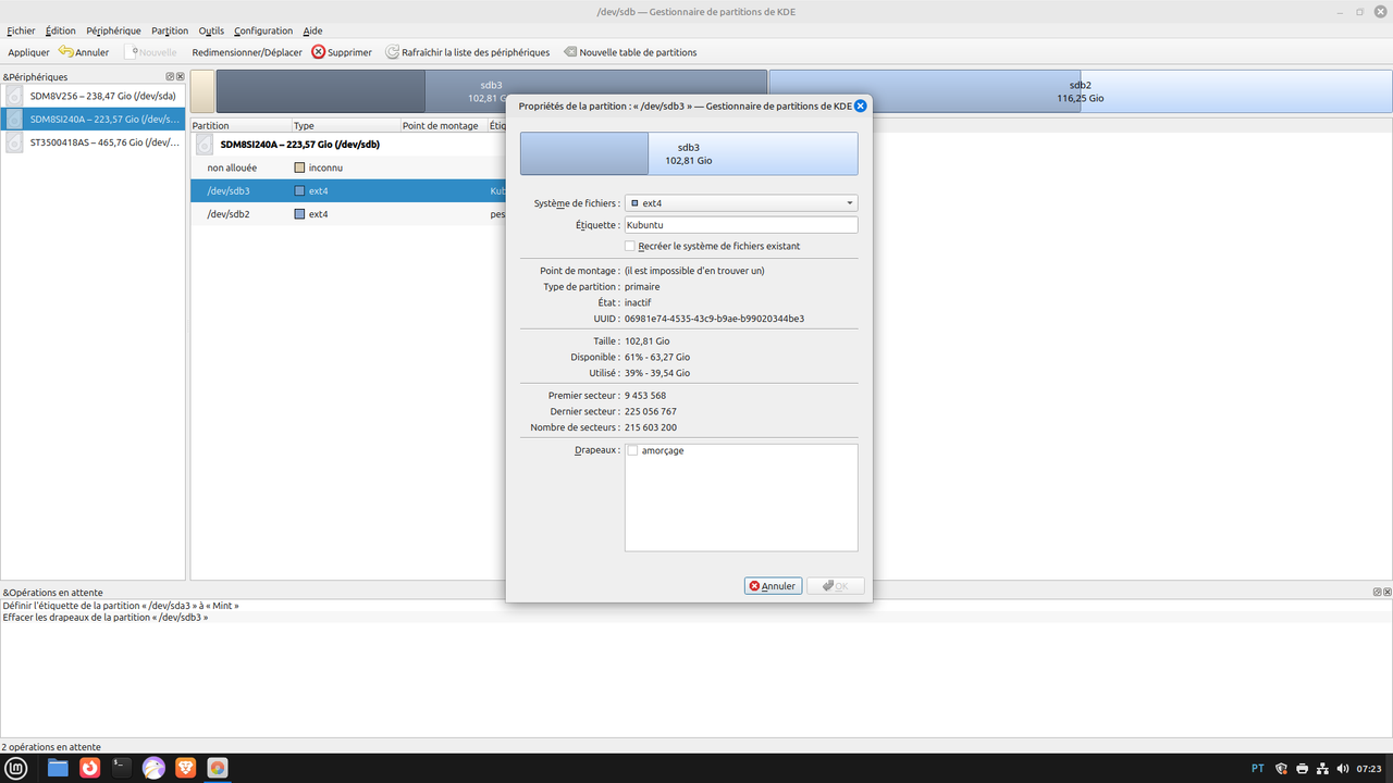 Kubuntu chez partition kde
