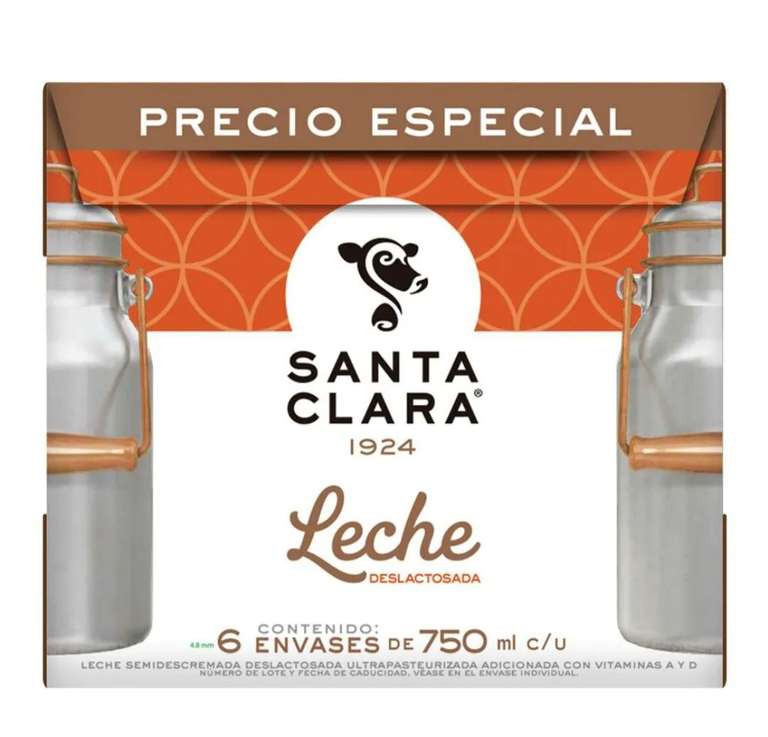 Soriana: Leche deslactosada Santa Clara caja de 6 piezas