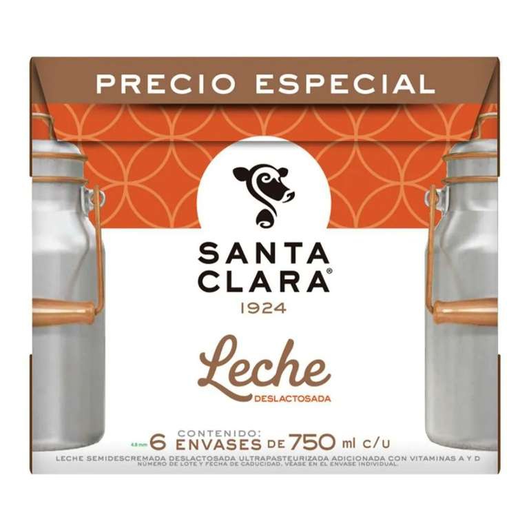 Soriana: Leche deslactosada Santa Clara caja de 6 piezas 
