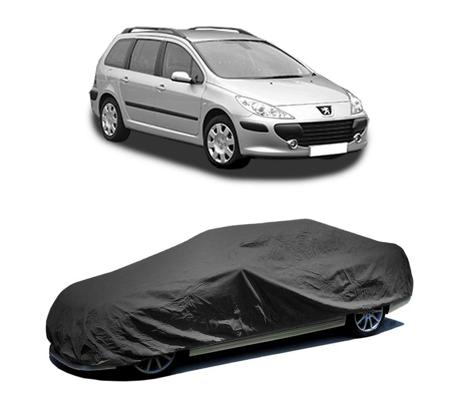Husa tip prelata auto pentru PEUGEOT 307 Break (3E) 2002 - 2009,culoare negru, material textil impermeabil, rezistanta la intemperii praf UV, CARPASSION Husa Protectie