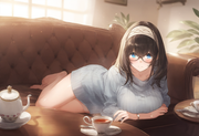 1girl, sagisawa fumika , artistcg, depth of field, shiny skin, blush,lying on th s-877560782