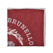 Brunello Cucinelli Logo-Print Silk Scarf Red