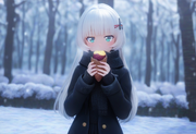 1girl, snow, {{{{{upper body}}}}}, aqua eyes, long hair, hime cut, white hair, s s-2174300496