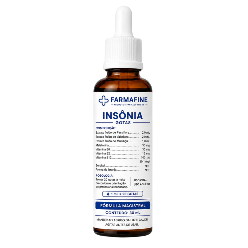 Fórmula para Insônia Farmafine — frasco 30 mL com conta-gotas