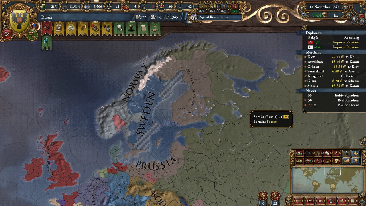 Zenith of Prussia. 1740s
