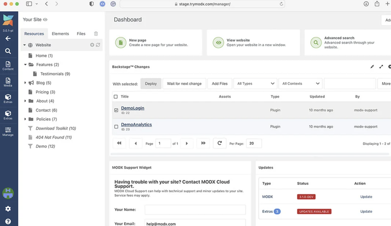 cms modx для сайта