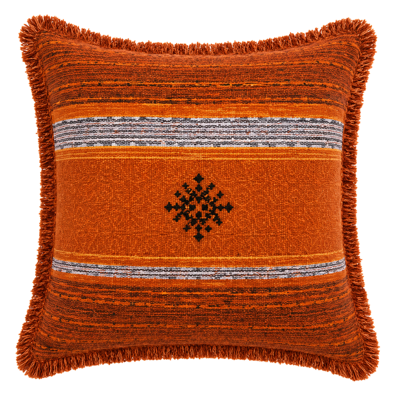 Moroccan Burnt Orange Fringe Decorative Pillow