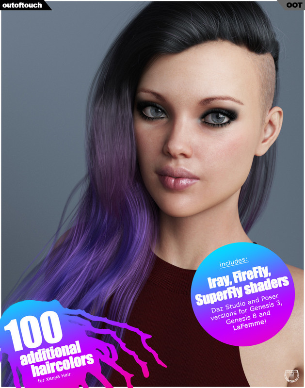 Xenya Hair Texture XPansion for Genesis 3 and 8 and La Femme Xenya Hair Texture XPansion for Genesis 3 and 8 and La Femme
