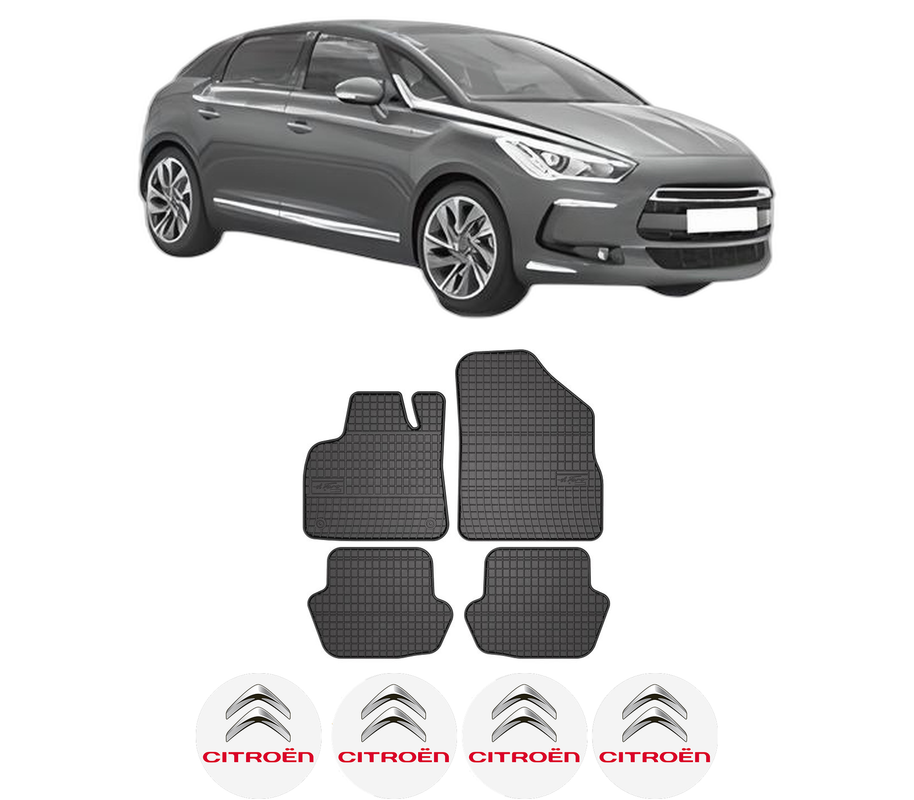 Set covorase presuri CITROEN DS5 din 2011-2015, auto, din cauciuc thermoplastic, 4 Stickere auto cu CITROEN