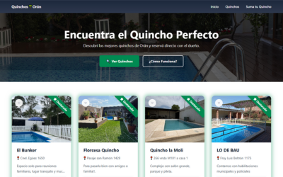 Captura de pantalla del sitio web Directorio de Quinchos - muestra la interfaz de búsqueda de quinchos en Orán