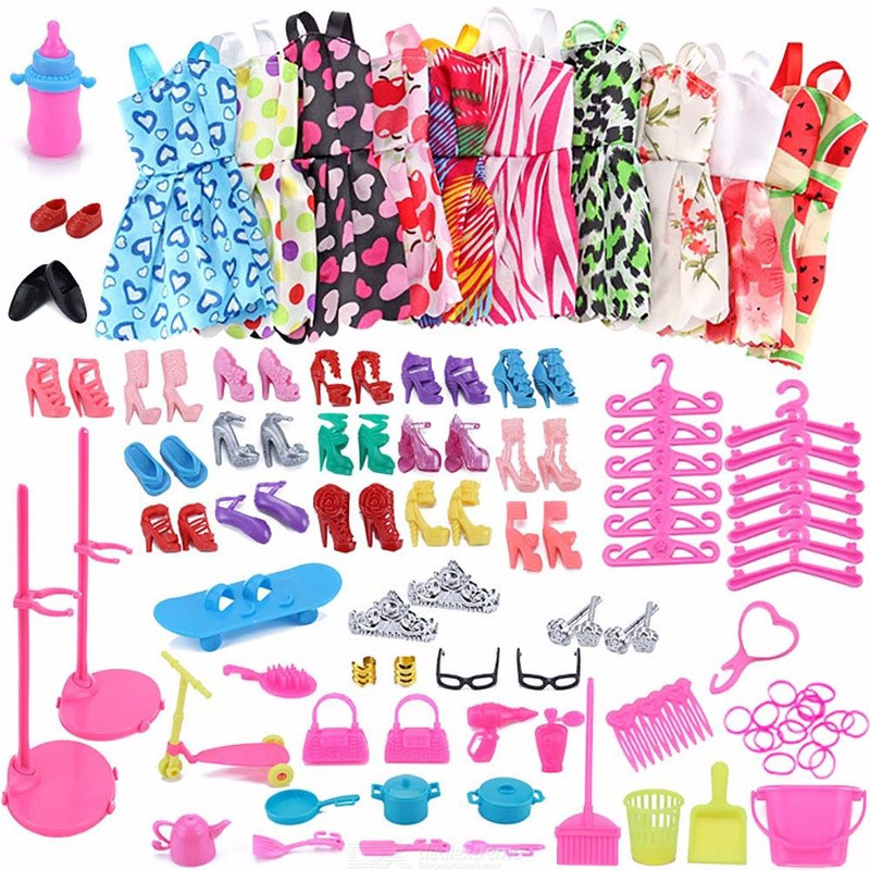 Barbie Doll, 83PCS Girls Playset Clothes Accessories, Barbie doll gift set, Barbie doll gift basket,doll and horse gift pack,doll and shoes gift set,barbie and ken doll gift set, prince and princess gift set