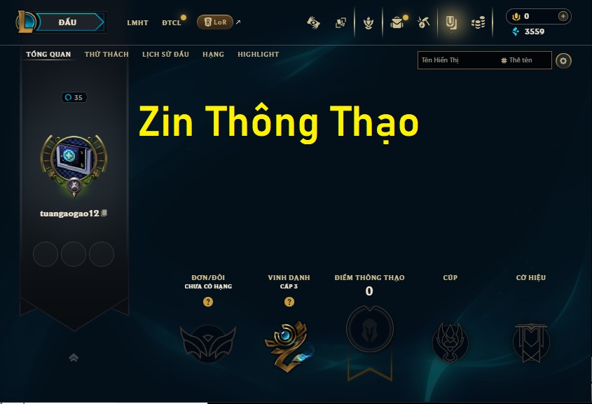 Acc LMHT # - Không Khung
