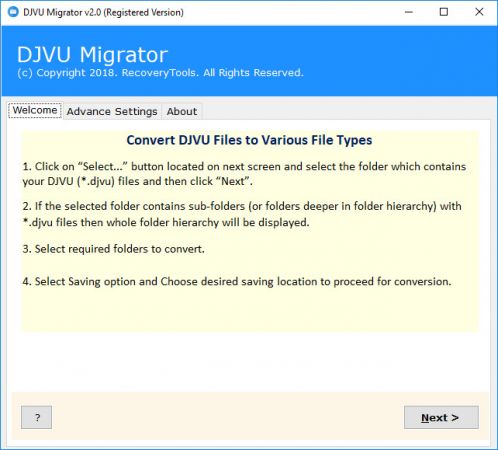 RecoveryTools DJVU Migrator 2.0