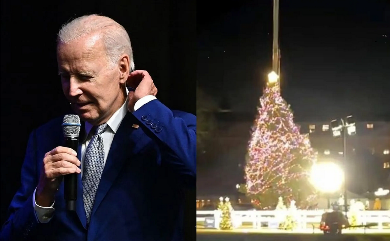Árbol de Navidad de la Casa Blanca se cae y Joe Biden recibe lluvia de burlas