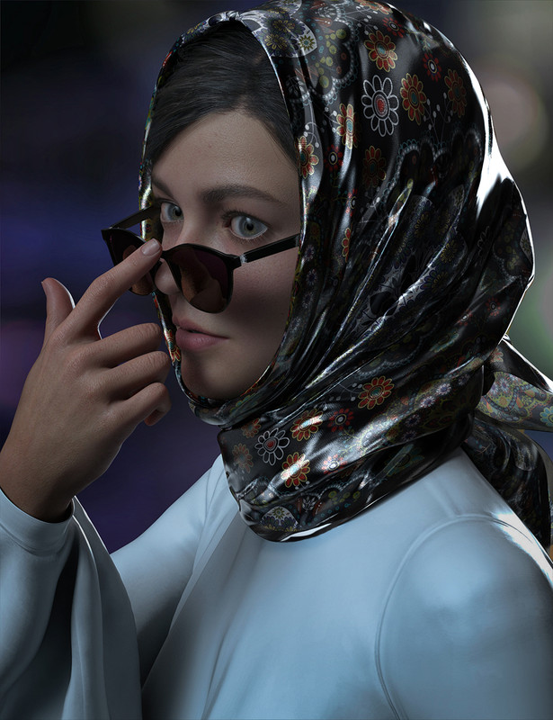 dForce 90s Stylish Hair With Scarf for Genesis 8 and 8.1 Females