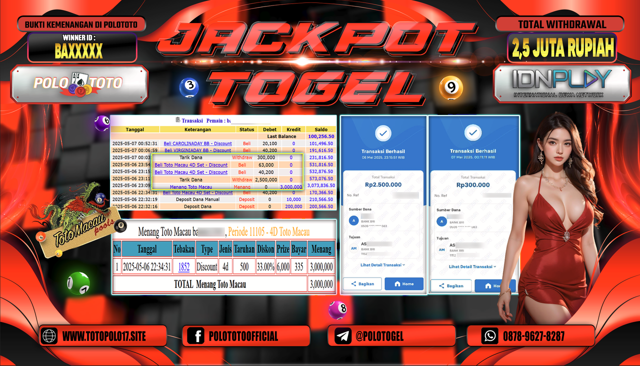 POLOTOTO JACKPOT TOGEL TOTO MACAU Rp.2.500.000,-