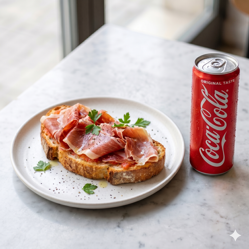 Tostada De Jamón Serrano Y Coca-Cola Sabor Original lata 330ml.