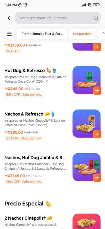 DiDi Food: Cinepolis - Combo hot dog y refresco $45 
