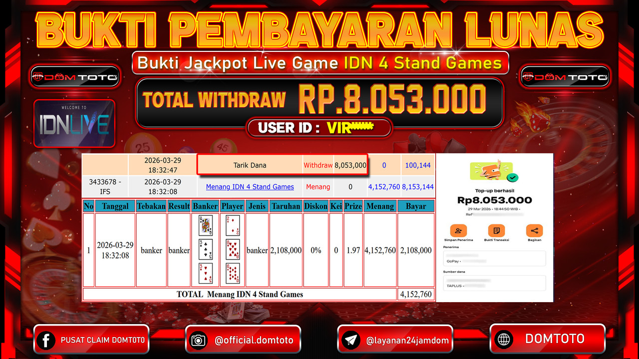 JACKPOT LIVE GAME IDN 4 Stand 29 MARET 2026