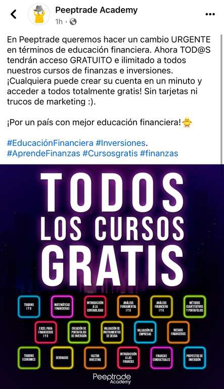 Todos los cursos de Peeptrade Academy Gratis 
