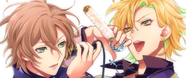 An image of Yumeno Gentaro (right) and Izanami Hifumi (left) fighting each other
