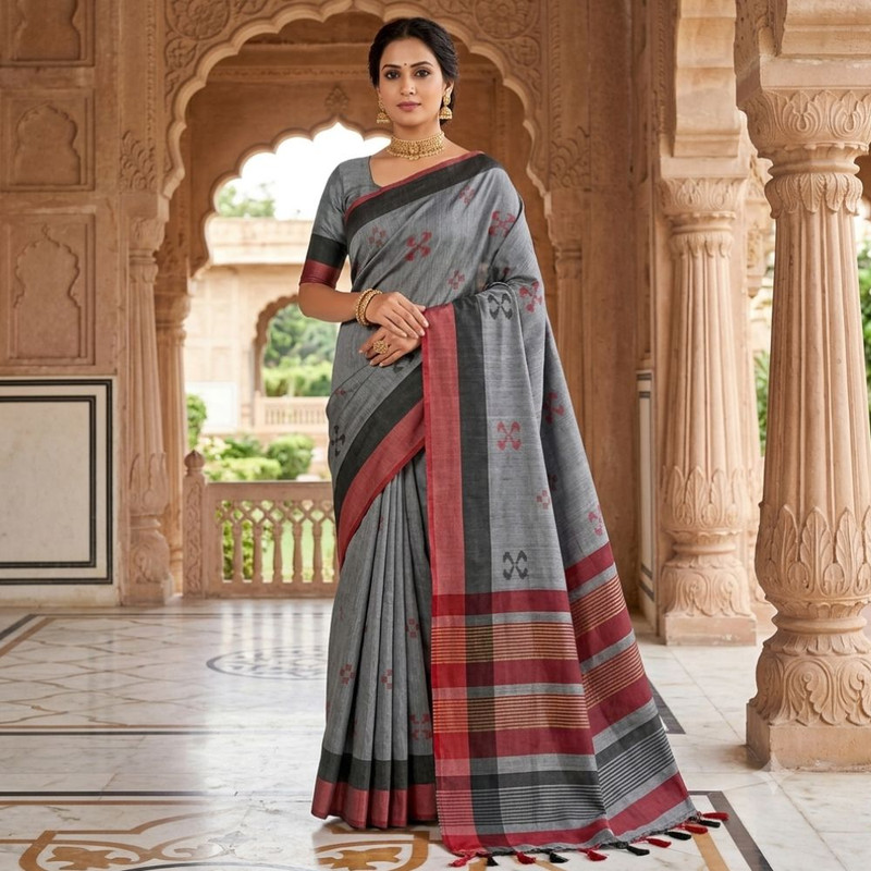 Women's Traditional Banswara Silk Woven Saree with Unstitched Blouse Piece