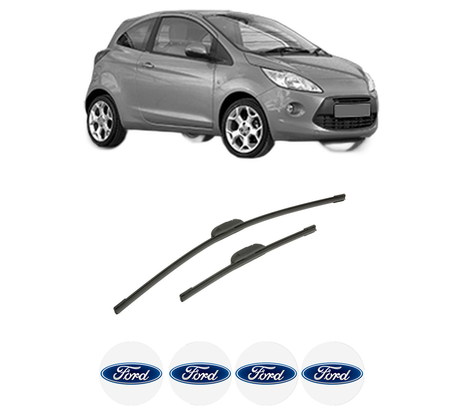 Set stergatoare auto FORD KA (RU8) din 2008-2016, pentru parbriz auto, 2 bucati, Bosch Aerotwin Retrofit, din cauciuc siliconat rezistent, 4 Stickere Auto FORD